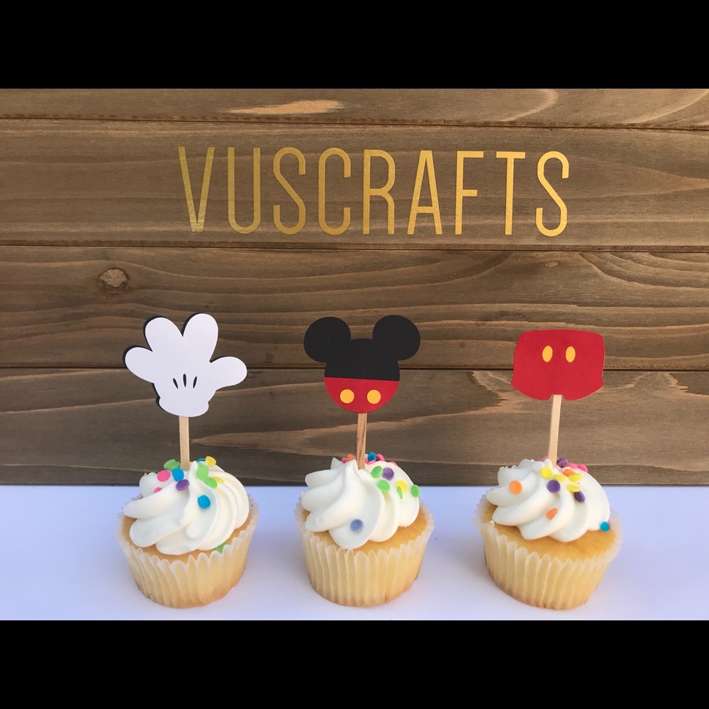12 Mickey Mouse Cupcake Toppers